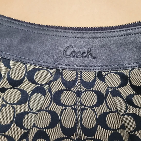Coach Navy and Tan Signature Hobo Bag - Picture 8 of 13